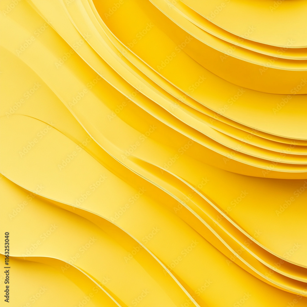 Poster the image is a yellow background abstract piece with a wave-like pattern.