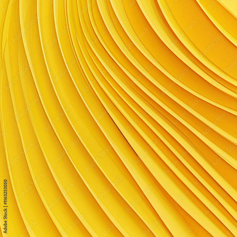 Poster the image is a yellow background abstract piece with a wave-like pattern.