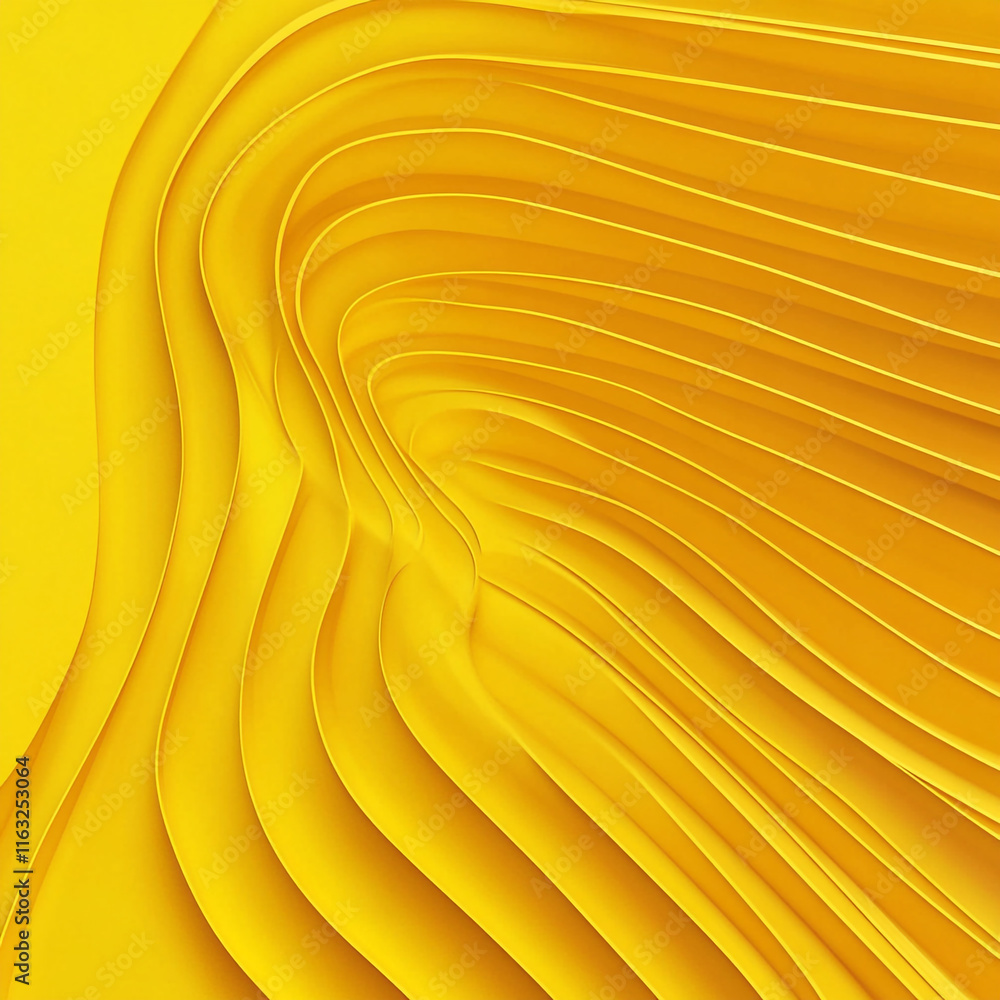 Poster the image is a yellow background abstract piece with a wave-like pattern.