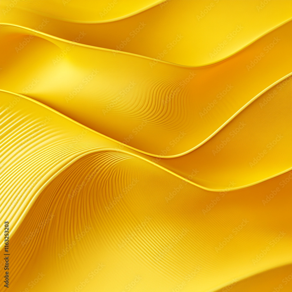 Poster the image is a yellow background abstract piece with a wave-like pattern.
