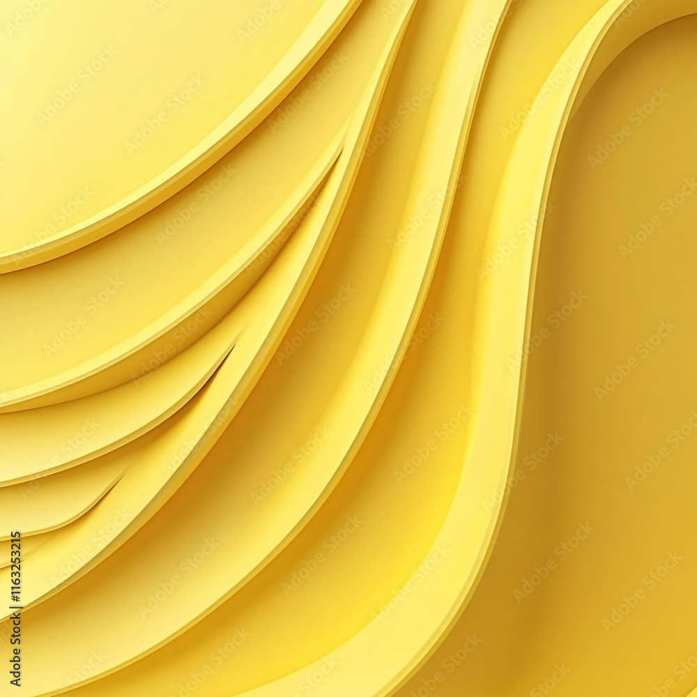 Poster the image is a yellow background abstract piece with a wave-like pattern.