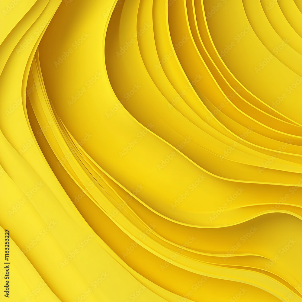Poster the image is a yellow background abstract piece with a wave-like pattern.