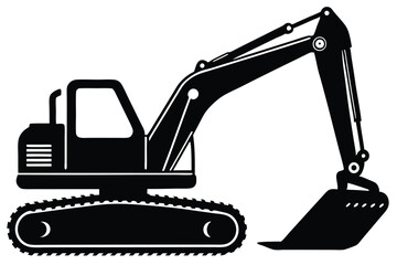 Construction excavator silhouette vector illustration isolated on a white background