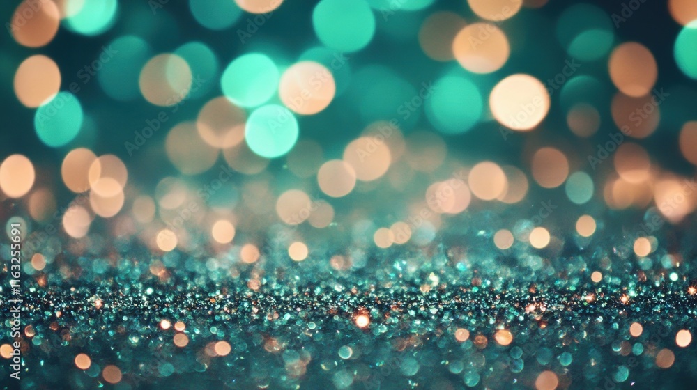 Poster sparkling green bokeh lights create a stunning and dynamic backdrop, perfect for enhancing any festi