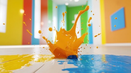 Colorful Paint Splash in Creative Space