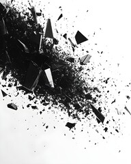 Shattered Black Glass Explosion