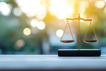 Symbolic image of a scale with ethical values and business goals balanced, striking visual, golden lighting, conceptual background