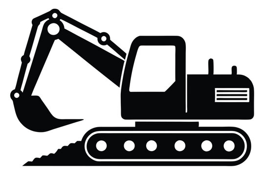 black excavator digging, construction equipment clip art preview