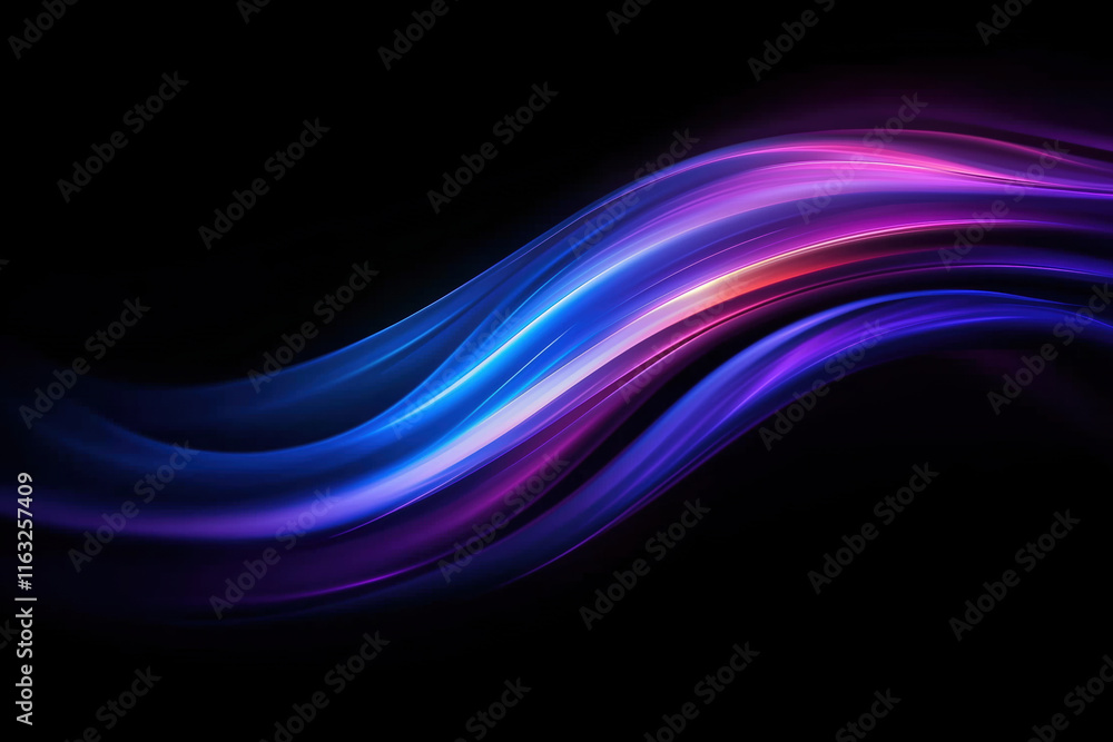 Poster colorful abstract waves create a captivating display of light and movement at night