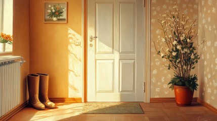 Cozy Entrance with Natural Light and Warm Colors