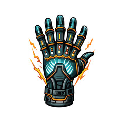 Design futuristic electric shock gauntlets; sleek, metallic, detailed texture, glowing energy conduits.  High-resolution, cinematic lighting.