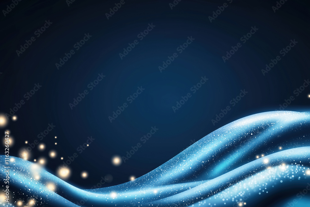 Poster shimmering blue waves with sparkling lights create a calming atmosphere