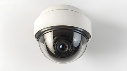 White Dome Security Camera on White Background