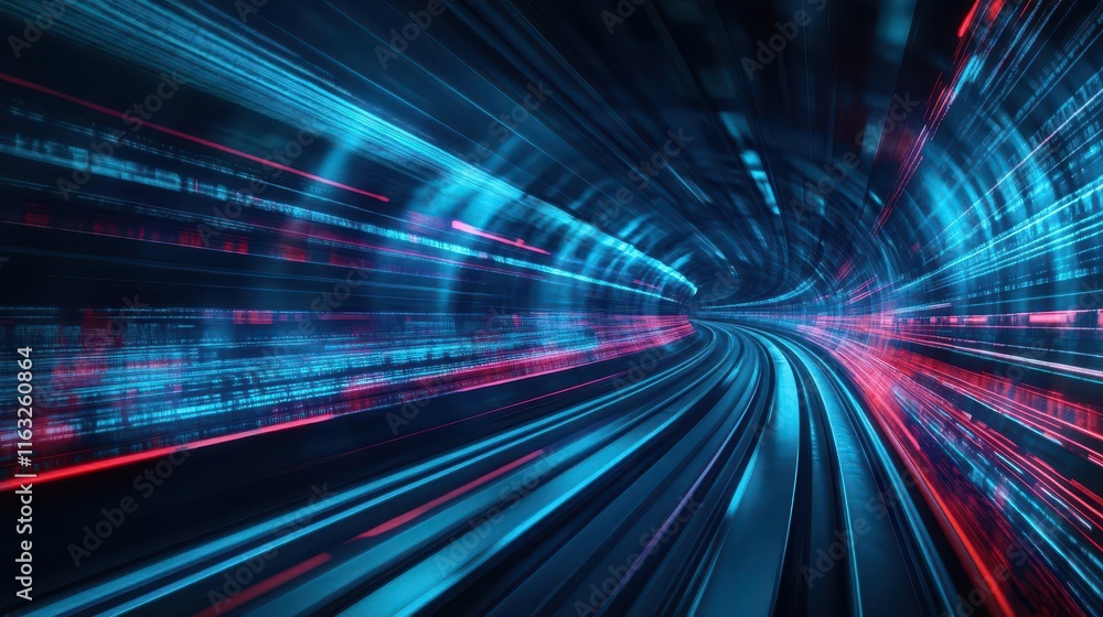 Poster hyperloop transportation system speeding through futuristic tunnels close up, rapid transit revoluti