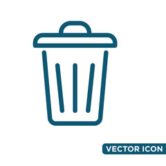 Minimalist Rubbish Bin Icon Design Template 