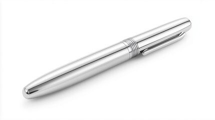 Metallic fountain pen with a sleek design isolated on white background for luxury stationery