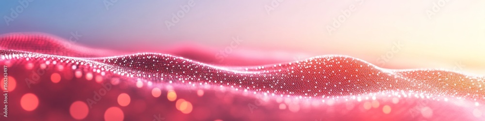 Poster futuristic digital wave with glowing particles in abstract landscape