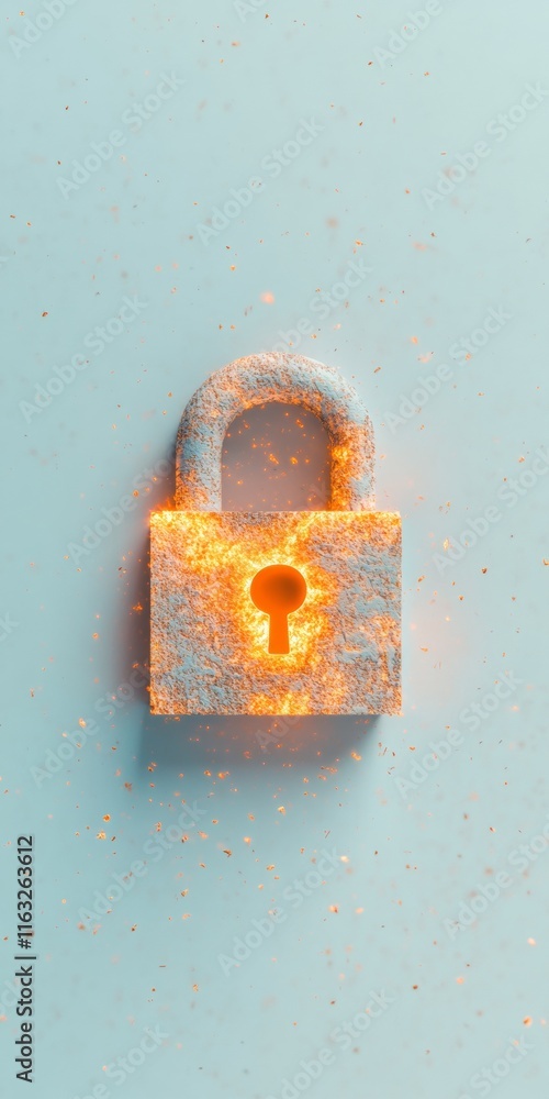 Aufkleber glowing padlock icon symbolizing cybersecurity on a vibrant background