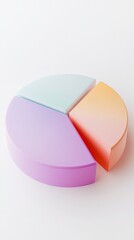 Obraz premium A stylized pie chart with three segments in pastel colors, representing data visualization or statistical information.