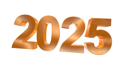 3d 2025 with golden and rainbow effects isolated on a transparent background. 3d elements for graphic design.