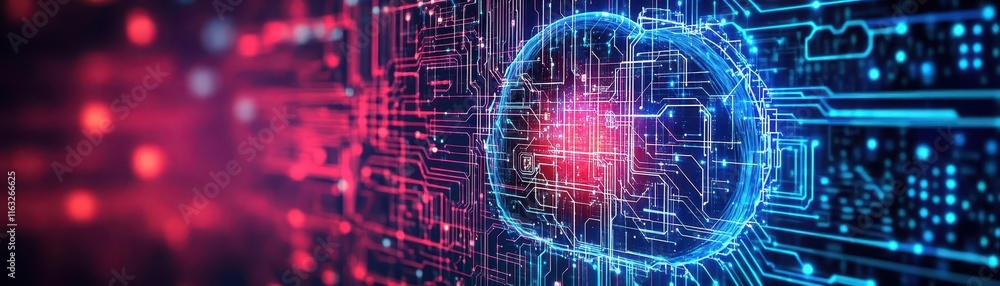 Aufkleber AI circuits growing organically like neural connections, computational power, tech evolution