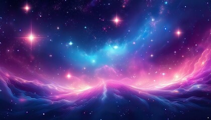 Obraz premium Mystical magic background with stars, galaxy, Universe in pink blue colors. Generated image