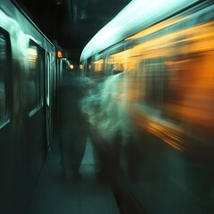 Fototapeta premium Motion Blur: Subway Rush Hour