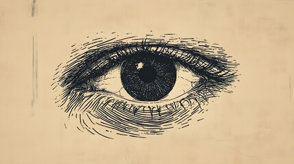 Vintage Engraved Human Eye Illustration