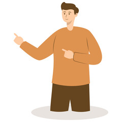 Fototapeta premium Business People Pointing. Promotion and Presentation Concept. Vector Illustration in Flat Cartoon Style.