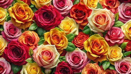 Obraz premium Vibrant Rose Bouquet A Colorful Collection of Blossoms, Rich in Texture and Hue