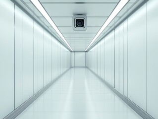 Obraz premium Futuristic corridor design modern architecture digital space minimalist environment straight-on perspective