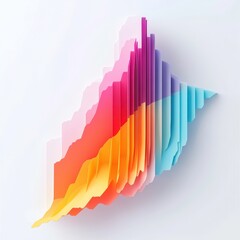 Fototapeta premium This image features an abstract, multi-layered design with vibrant colors and varying heights, resembling a wave or mountain range, creating a sense of depth and movement.