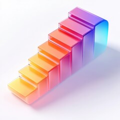 A stylized, gradient-colored staircase with seven steps, designed to symbolize growth, progress, or achievement. The smooth, translucent blocks create a modern aesthetic.