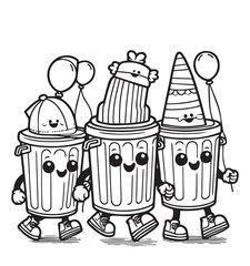Coloring book group trash garbage party balloons 