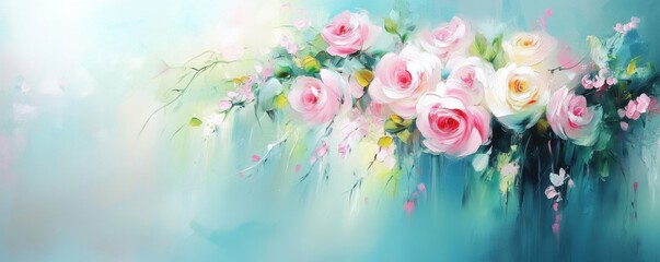 Obraz premium Stunning floral art illustration featuring red, white, and yellow roses.