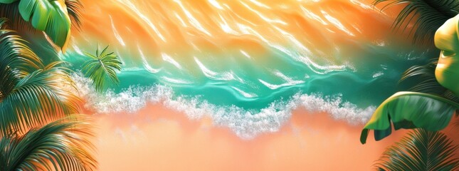 Minimalist 3D render ideal for advertising beach-related products.