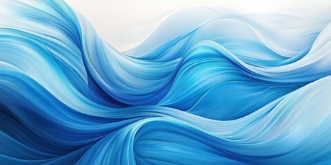 Fototapeta premium Three-dimensional blue water waves create a stunning futuristic effect.