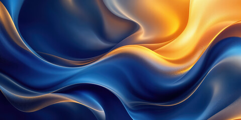 Obraz premium Fluid fabric waves in vibrant blue and orange hues create a stunning visual effect.