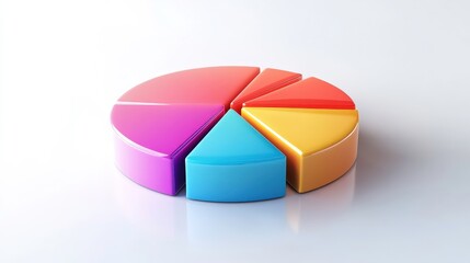 Obraz premium A colorful, three-dimensional pie chart displaying different segments, illustrating data distribution and proportions visually.