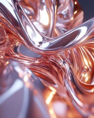 Abstract Rose Gold Liquid Metal Swirls