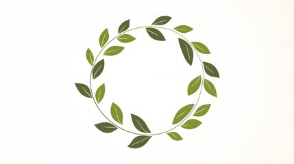 Oval Green Leaf Frame Design Illustration