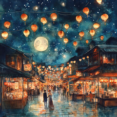 Obraz premium Fireworks Street Party