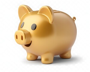 Obraz premium Golden Piggy Bank 3D Render
