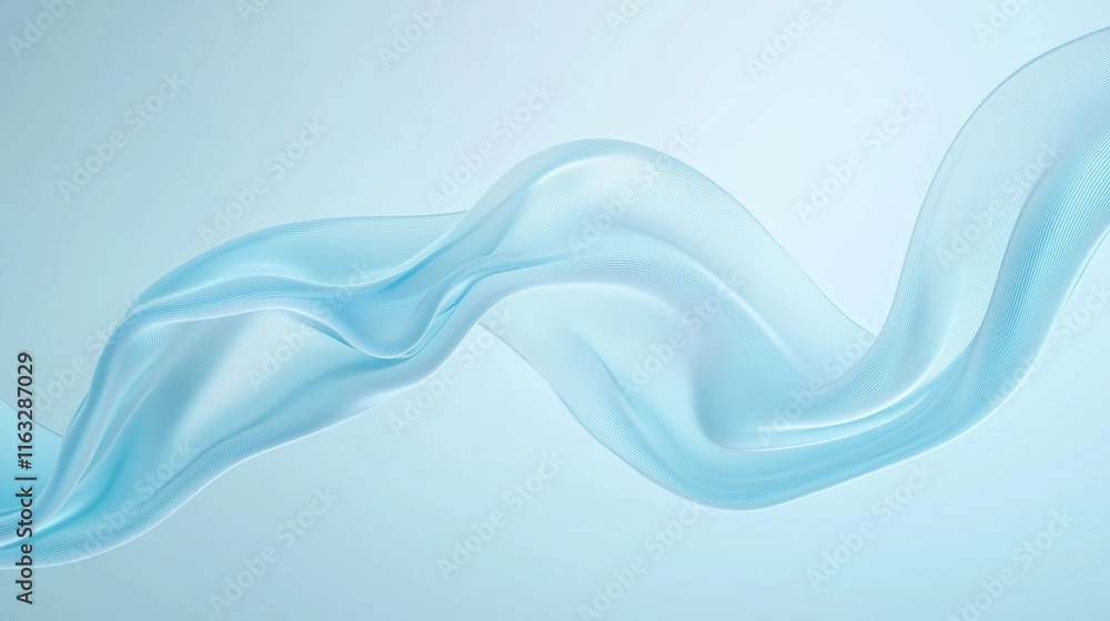 Poster serene blue flow: abstract image of flowing light blue fabric, creating a sense of calm and tranquil