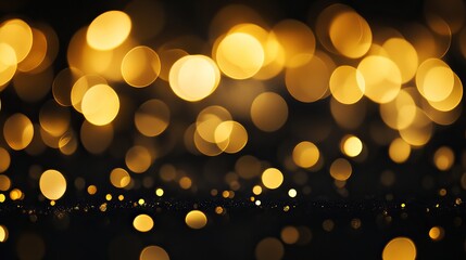 Elegant luxury gold bokeh lights on a black background for stunning decoration