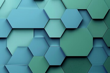 Abstract Hexagon Pattern Teal, Green, Geometric Background