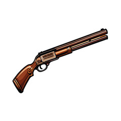 A close-up image of a sawed-off double-barreled shotgun, showing its shortened barrels and overall crude modification. Focus on texture and detail of the weapon.