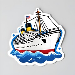 Vintage American Cruise Liner Sticker Ocean Travel Ship Maritime. Generative AI