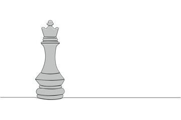 Hand-drawn continuous line art drawing of chess figure. Sport concept background.
