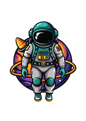 A futuristic space explorer, bravely venturing through a nebula, utilizing a sleek, powerful jetpack.  Intricate details, vibrant colours.